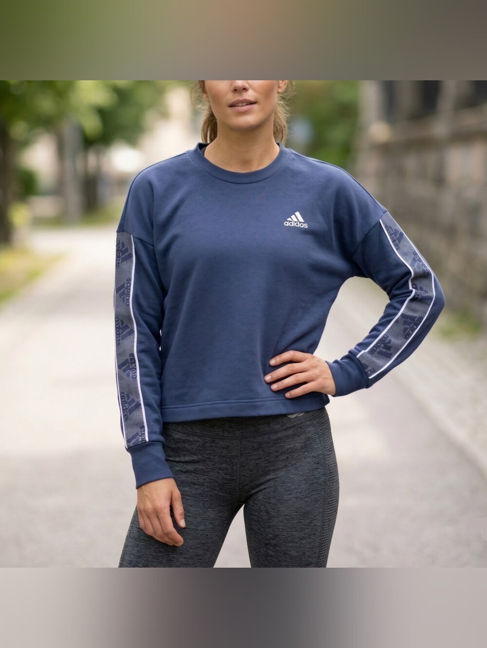 Adidas Pullover Sweatshirt Womens Size Small Blue Athletic